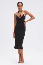 Gavea Mesh Cut Out Midi Dress - Black at Patbo